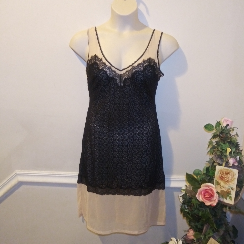 Victoria's Secret Sexy Nude & Black Lace Slip/Dress